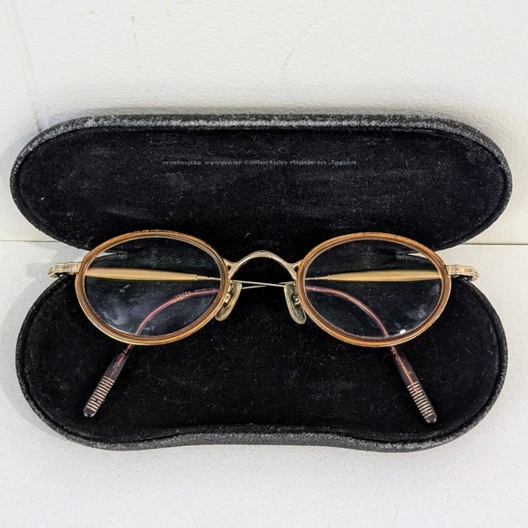 Vintage Matsuda Round Eyeglass Frames  Gold Plated Tortoise 10401 Made In Japan - Picture 1 of 16